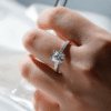 925 Sterling Silver Cushion Cut Diamond Engagement Ring Hidden Halo - Image 13