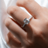 925 Sterling Silver Cushion Cut Diamond Engagement Ring Hidden Halo - Image 14