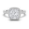 925 Sterling Silver Cushion Cut Halo Diamond Engagement Ring