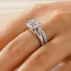 925 Sterling Silver Cushion Cut Split Shank Diamond Bridal Set - Image 26