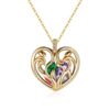 925 Sterling Silver Custom Caged Heart Birthstones Necklace Pendant