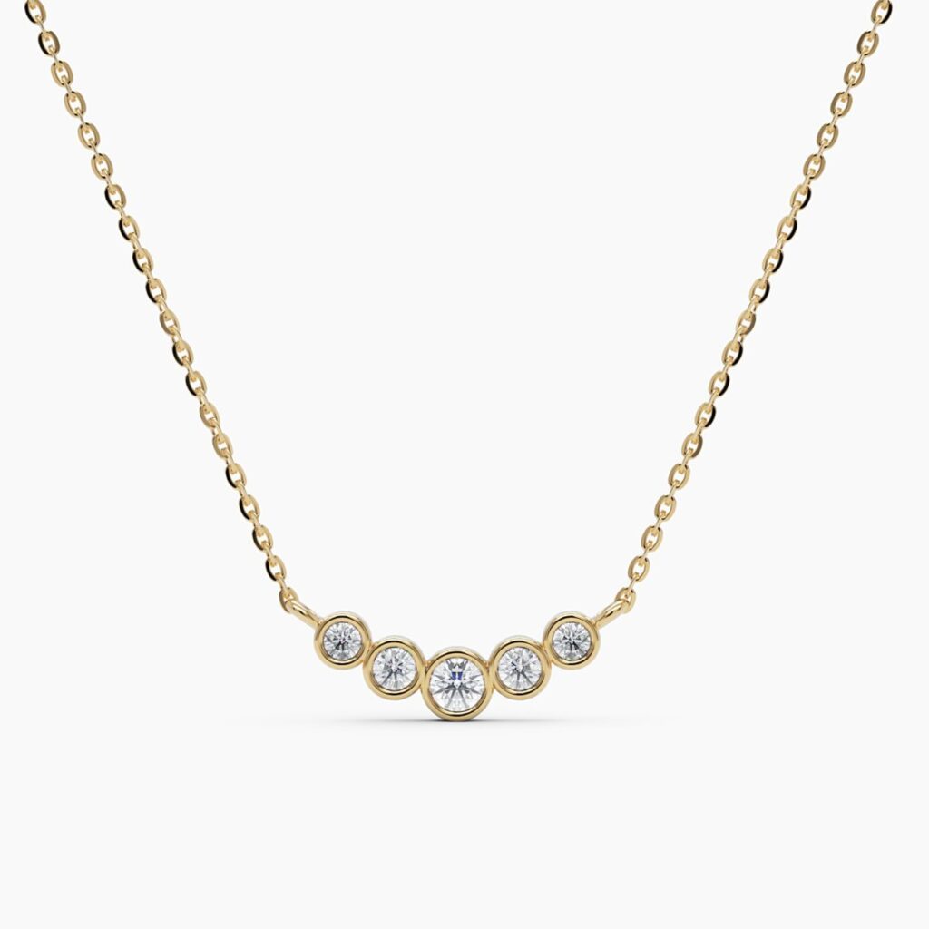 925 Sterling Silver Dainty Diamond Bezel Bar Necklace