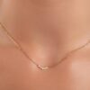 925 Sterling Silver Dainty Diamond Bezel Bar Necklace - Image 2