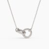 925 Sterling Silver Dainty Double Circle Necklace - Image 4