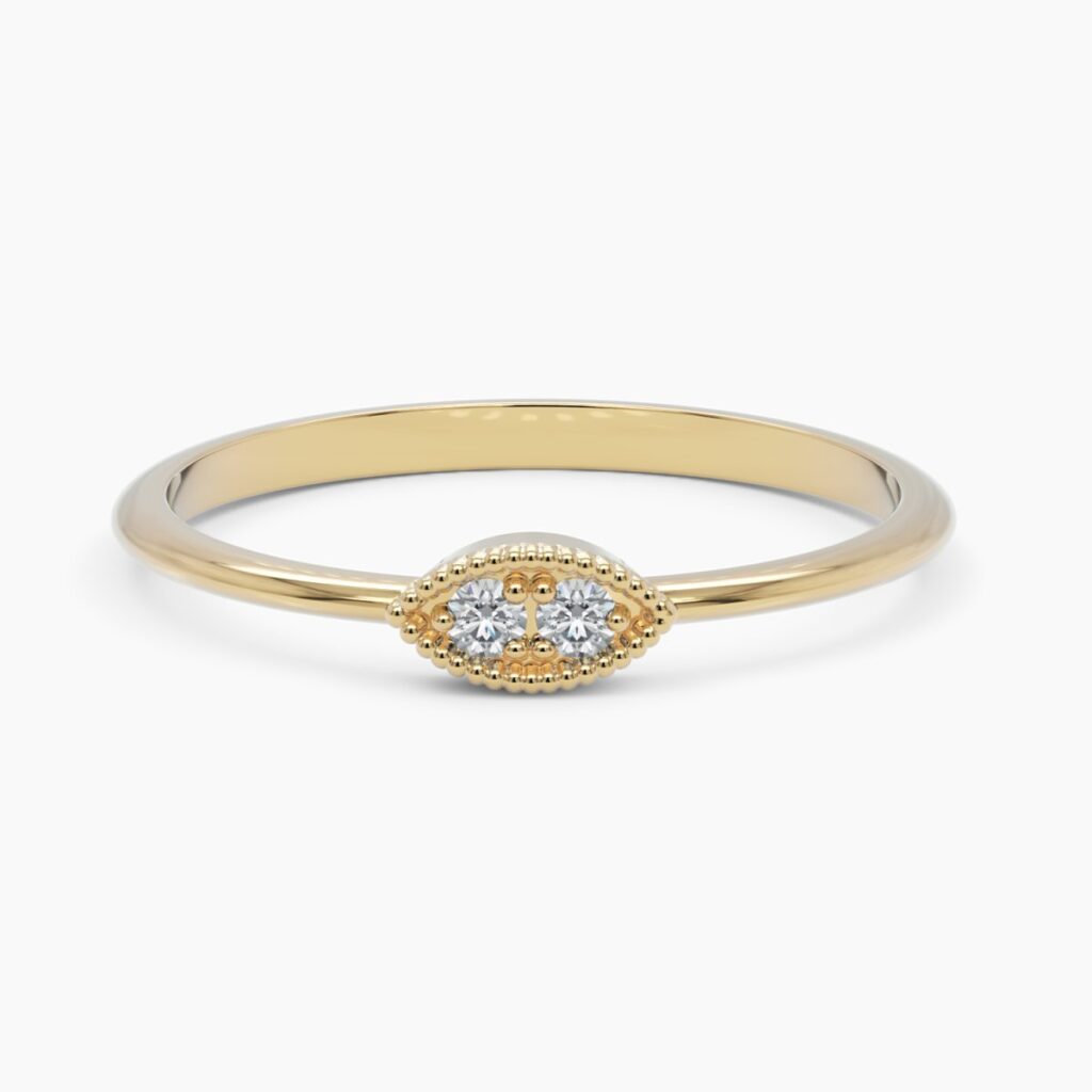 925 Sterling Silver Dainty Milgrain Diamond Wedding Band
