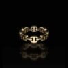 Sterling silver tri link ring with a slim stacked design