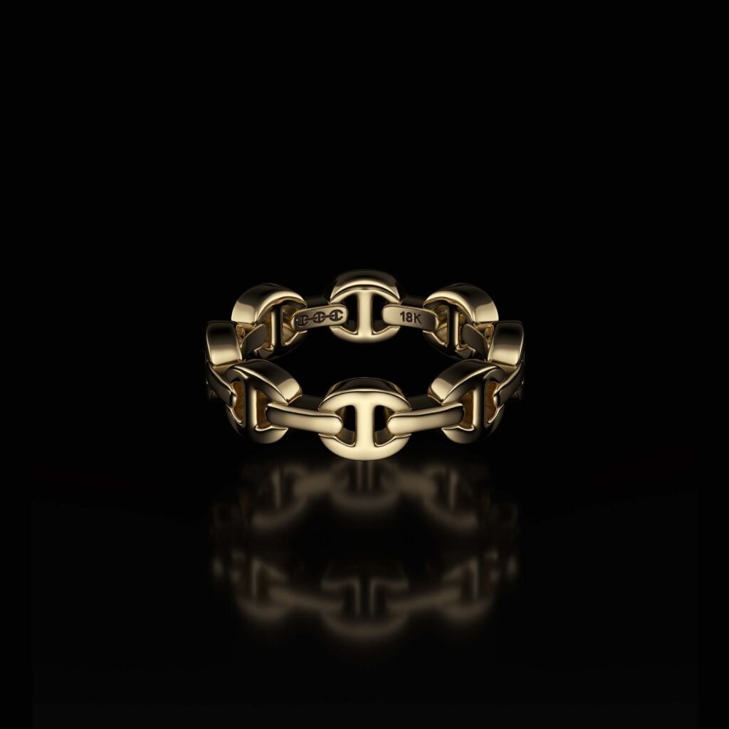 925 Sterling Silver Dame Tri Link Ring