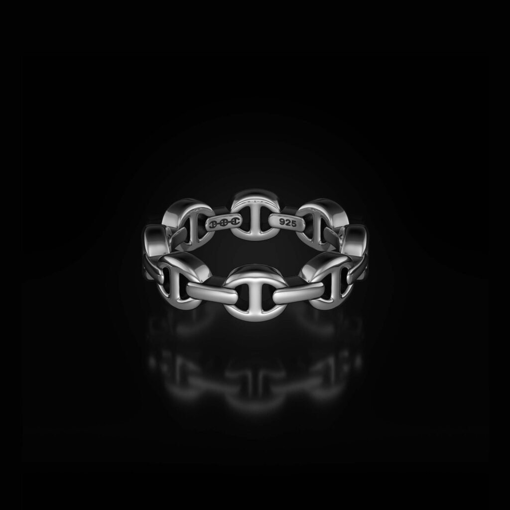 925 Sterling Silver Dame Tri Link Ring