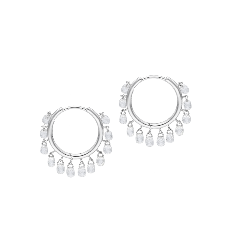 925 Sterling Silver Dancing Diamond Hoop Earrings
