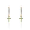 925 Sterling Silver Dangle Charm Cross Shaped Hoop Diamond Earrings