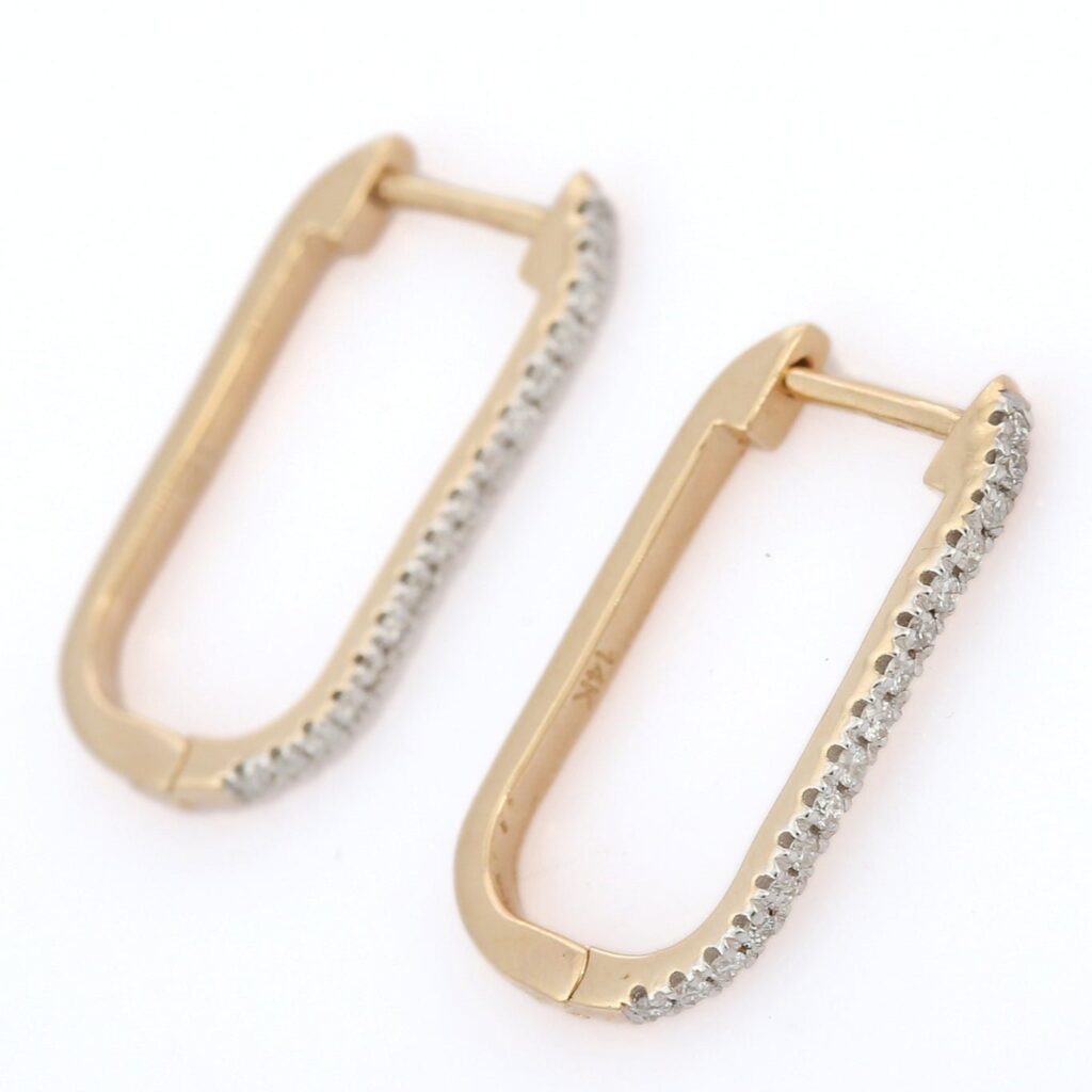 925 Sterling Silver Designer Diamond Hoop Earrings