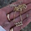 925 Sterling Silver Diamond 222 Necklace On Flat Link Chain - Image 2
