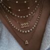 925 Sterling Silver Diamond 222 Necklace On Flat Link Chain - Image 3