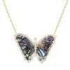 925 Sterling Silver Diamond Abalone Baby Butterfly Necklace