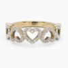 925 Sterling Silver Diamond Alternating Hearts Ring