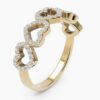 925 Sterling Silver Diamond Alternating Hearts Ring - Image 2