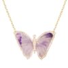 925 Sterling Silver Diamond Amethyst Baby Butterfly Necklace