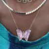 925 Sterling Silver Diamond Amethyst Baby Butterfly Necklace - Image 3