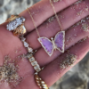 925 Sterling Silver Diamond Amethyst Baby Butterfly Necklace - Image 4