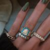 925 Sterling Silver Diamond and Turquoise Pyramid Eye Ring - Image 3