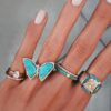 925 Sterling Silver Diamond and Turquoise Pyramid Eye Ring - Image 5