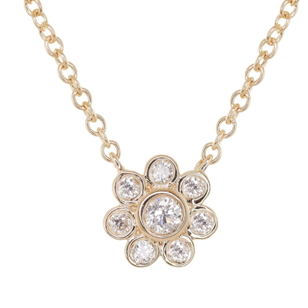 925 Sterling Silver Diamond Baby Flower Necklace
