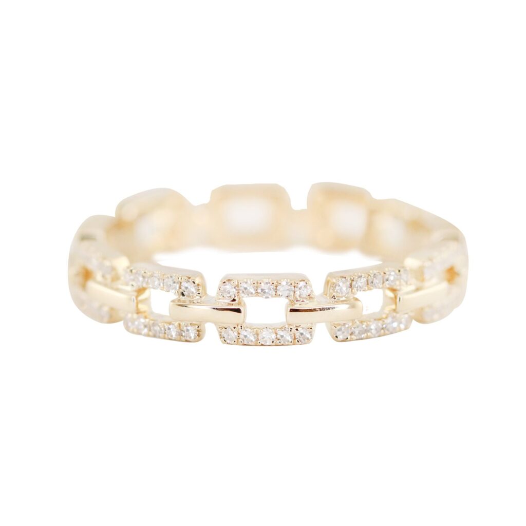925 Sterling Silver Diamond Baby Link Ring