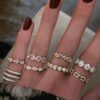 925 Sterling Silver Diamond Baby Link Ring - Image 4