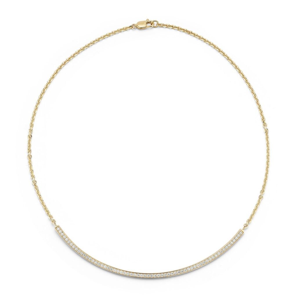925 Sterling Silver Diamond Bar Collar Necklace