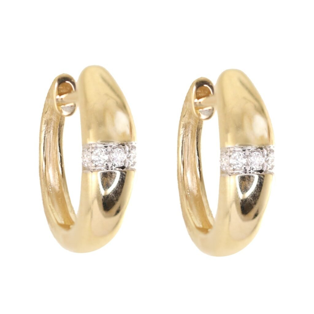 925 Sterling Silver Diamond Bar Dome Hoop