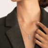 925 Sterling Silver necklace with diamond accents and bar detail