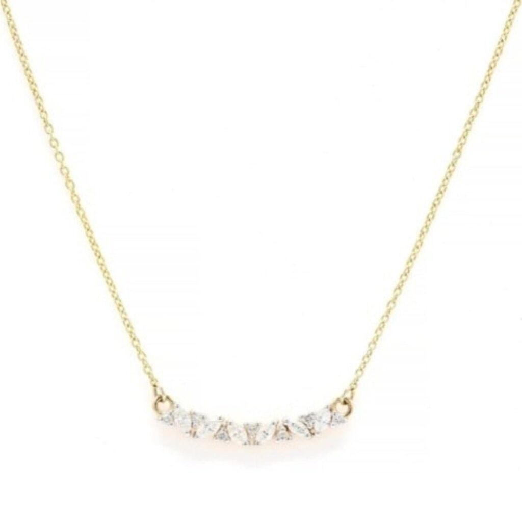925 Sterling Silver Diamond Bar Pendant Necklace