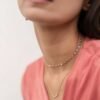 925 Sterling Silver necklace with thick gold plating and CZ stones