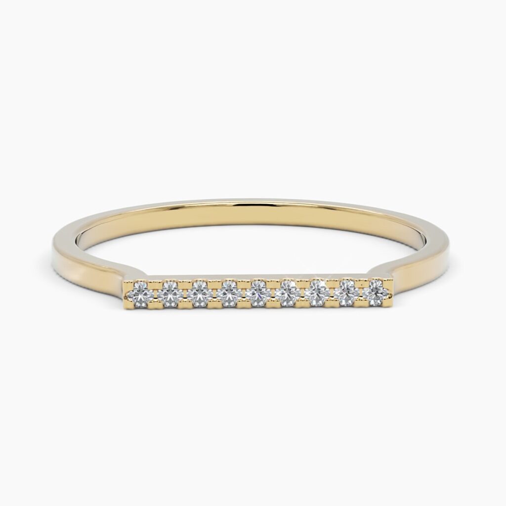 925 Sterling Silver Diamond Bar Ring