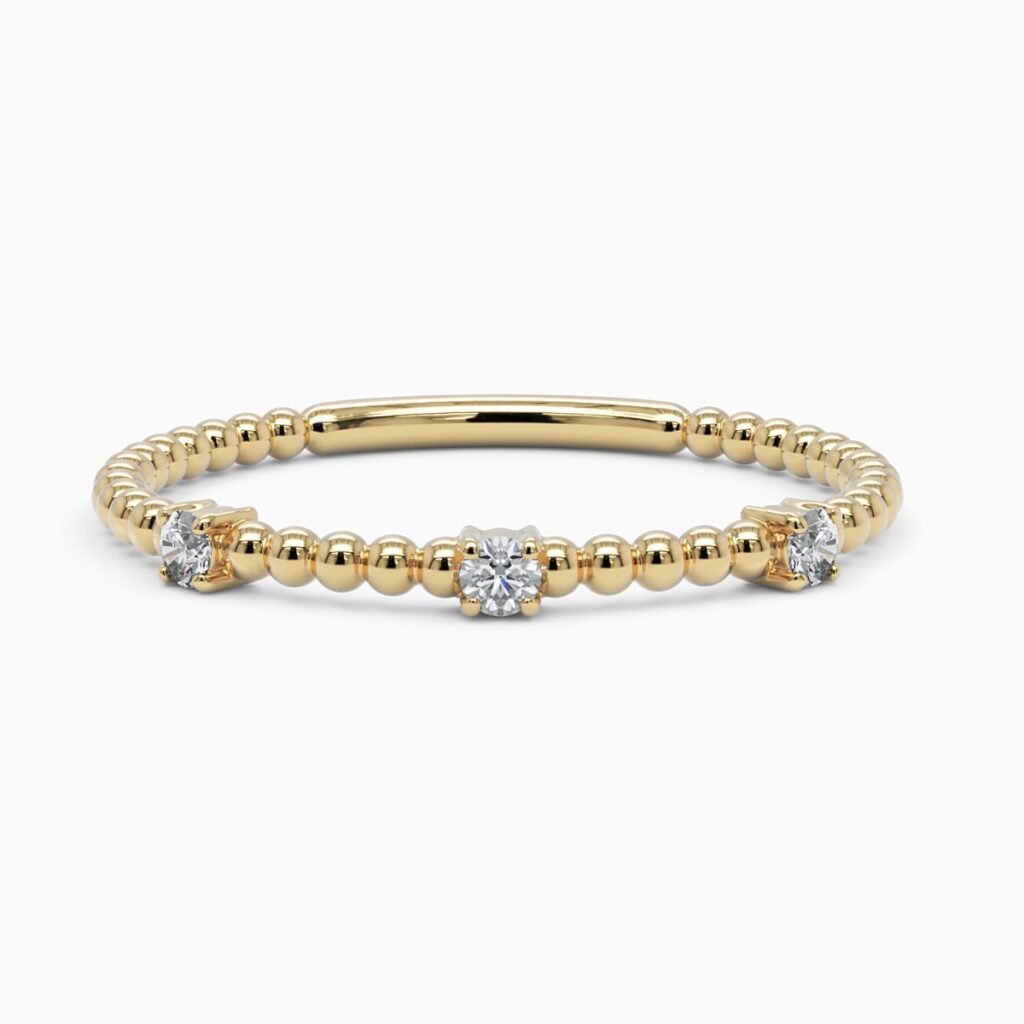 925 Sterling Silver Diamond Beaded Ring