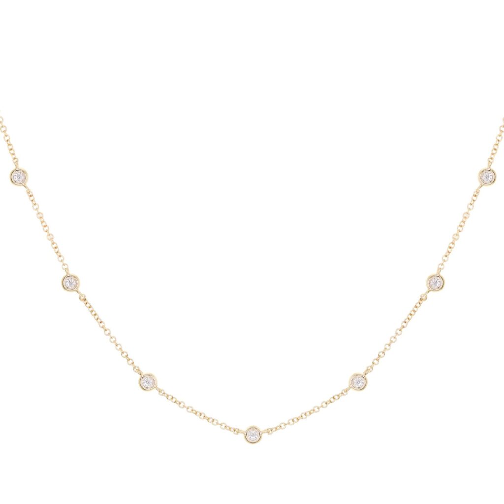 925 Sterling Silver Diamond Bezel Choker Necklace