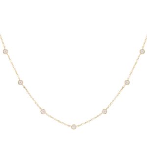 925 Sterling Silver Diamond Bezel Choker Necklace