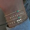 925 Sterling Silver Diamond Bezel Emerald Baguette Bracelet - Image 2