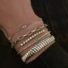 925 Sterling Silver Diamond Bezel Emerald Baguette Bracelet - Image 4