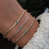 925 Sterling Silver Diamond Bezel Emerald Baguette Bracelet - Image 5