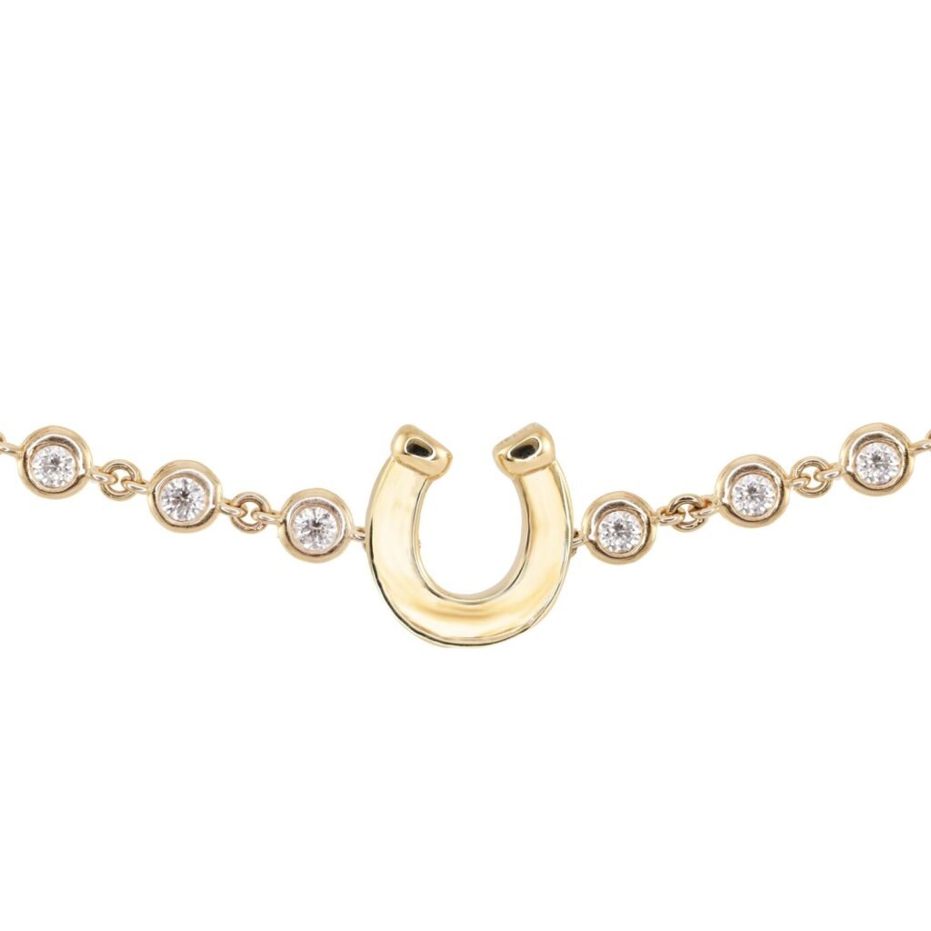 925 Sterling Silver Diamond Bezel Horseshoe Bracelet