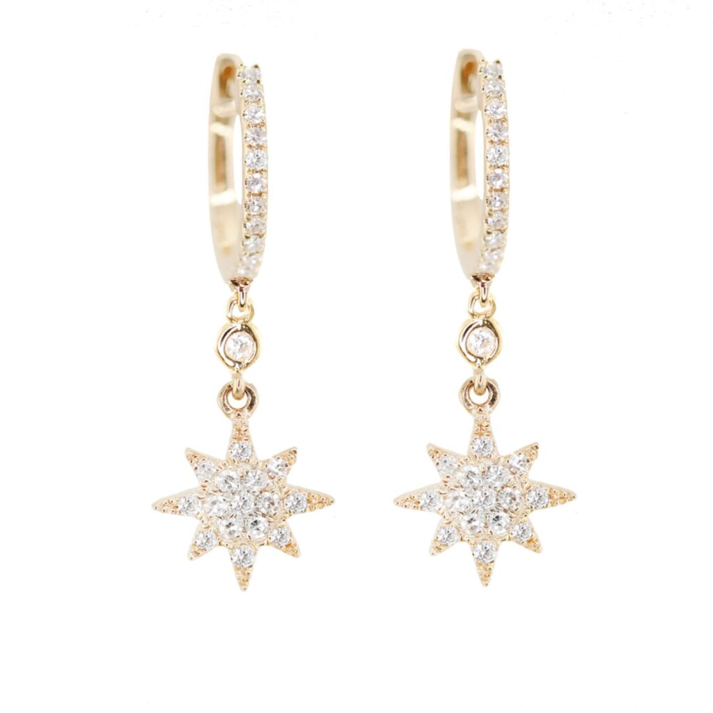 925 Sterling Silver Diamond Bezel Mini Star Drip Earrings