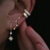 925 Sterling Silver Diamond Bezel Mini Star Drip Earrings - Image 2