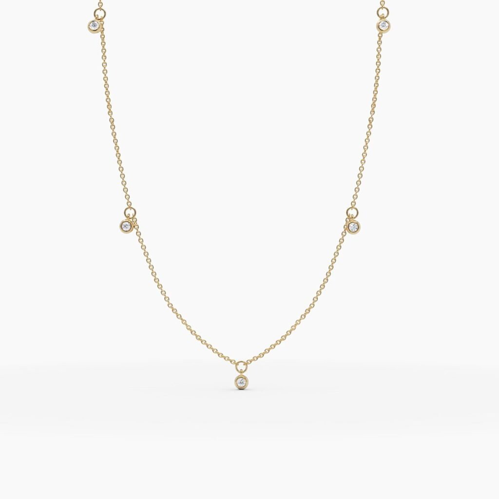 925 Sterling Silver Diamond Bezel Station Necklace