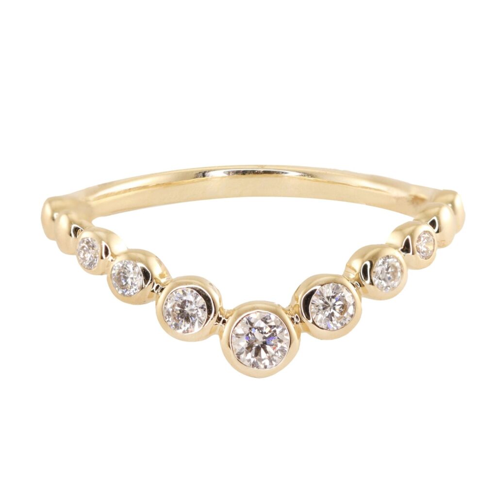 925 Sterling Silver Diamond Bezel V Band