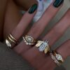 925 Sterling Silver Diamond Bezel V Band - Image 2