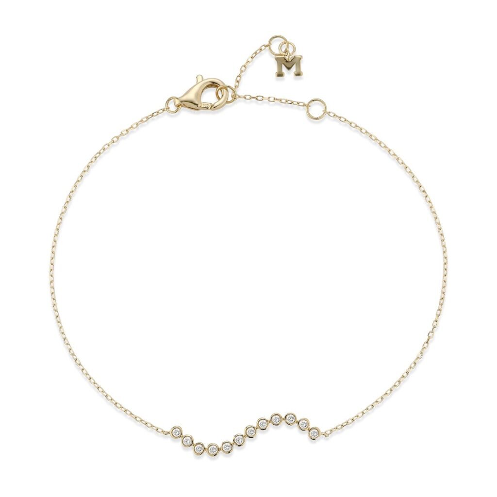 925 Sterling Silver Diamond Bezel Wave Bracelet