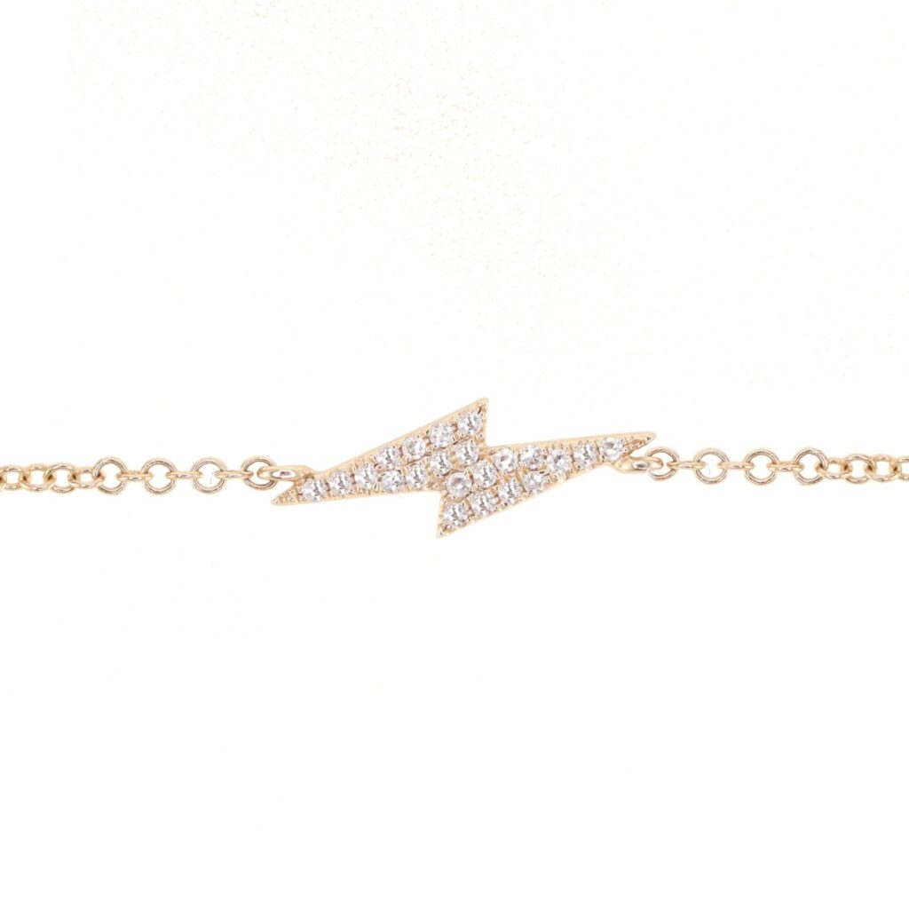 925 Sterling Silver Diamond Bolt Bracelet