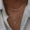925 Sterling Silver necklace with CZ diamond accents