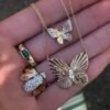 Butterfly burst love necklace with Premium CZ diamond pave accents